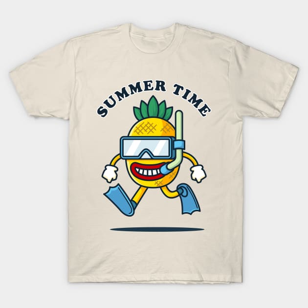 Summer Pineapple Diving T-Shirt by rudypagnel